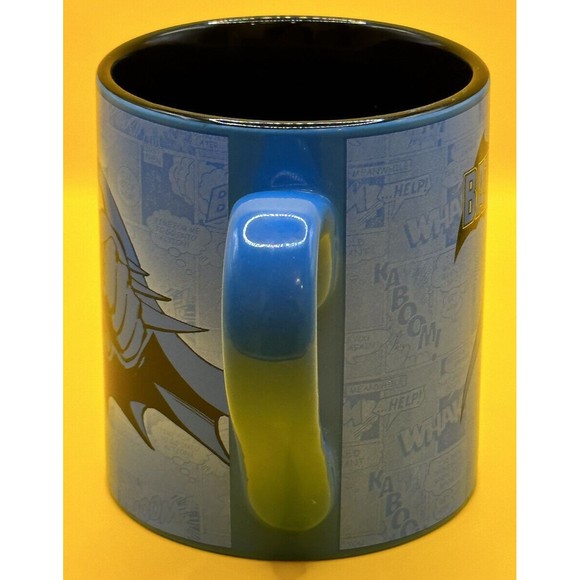 BATMAN Mug Blue w /Black & Yellow DC Comics 2011 Black Interior - Picture 3 of 7
